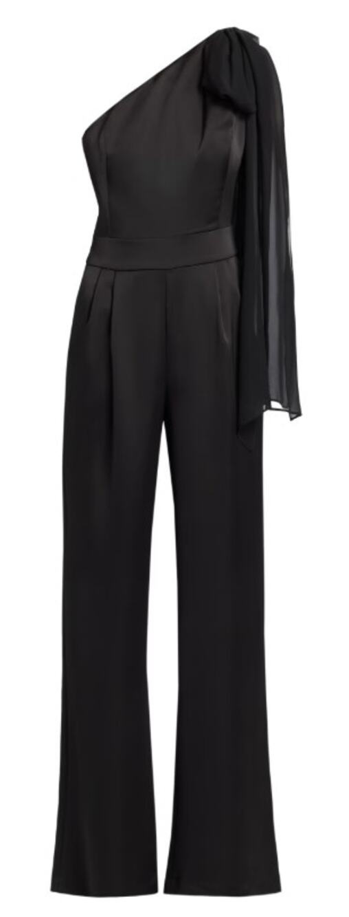 Galvan London Asymmetric Sash Satin Jumpsuit Black US 8